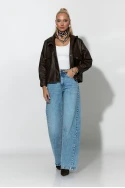 Jacket δερματίνη με τσέπες καφέ