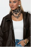 Jacket δερματίνη με τσέπες καφέ