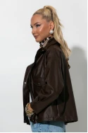 Jacket δερματίνη με τσέπες καφέ