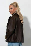 Jacket δερματίνη με τσέπες καφέ