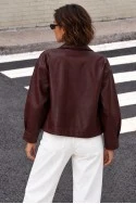 Jacket δερματίνη με τσέπες μπορντό