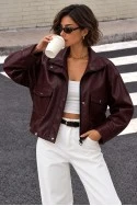 Jacket δερματίνη με τσέπες μπορντό