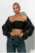 Leather bomber jacket μαύρο Leather bomber jacket μαύρο