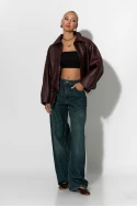 Leather bomber jacket μπορντό Leather bomber jacket μπορντό
