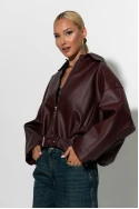 Leather bomber jacket μπορντό Leather bomber jacket μπορντό