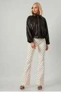 Leather jacket balloon με ζωνάκι καφέ