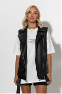 Αμάνικο μακρύ leather jacket με ζώνη μαύρο Αμάνικο μακρύ leather jacket με ζώνη μαύρο