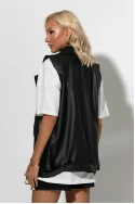 Αμάνικο μακρύ leather jacket με ζώνη μαύρο Αμάνικο μακρύ leather jacket με ζώνη μαύρο
