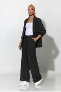 Σετ ριγέ παντελόνα και blazer με βάτες ανθρακί Σετ ριγέ παντελόνα και blazer με βάτες ανθρακί