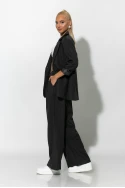 Σετ ριγέ παντελόνα και blazer με βάτες μαύρο Σετ ριγέ παντελόνα και blazer με βάτες μαύρο