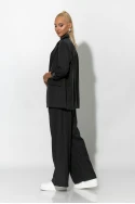 Σετ ριγέ παντελόνα και blazer με βάτες μαύρο Σετ ριγέ παντελόνα και blazer με βάτες μαύρο