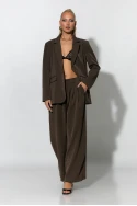 Σετ blazer και παντελόνι με στρας καφέ