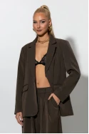 Σετ blazer και παντελόνι με στρας καφέ