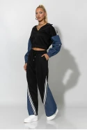 Σετ παντελόνι και jacket με jean λεπτομέρειες μαύρο