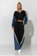 Σετ παντελόνι και jacket με jean λεπτομέρειες μαύρο