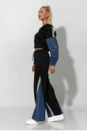 Σετ παντελόνι και jacket με jean λεπτομέρειες μαύρο