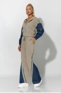 Σετ παντελόνι και jacket με jean λεπτομέρειες λαδί