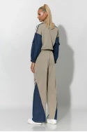 Σετ παντελόνι και jacket με jean λεπτομέρειες λαδί