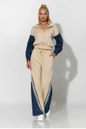 Σετ παντελόνι και jacket με jean λεπτομέρειες μπεζ