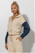 Σετ παντελόνι και jacket με jean λεπτομέρειες μπεζ