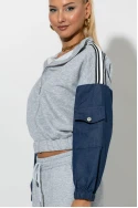 Σετ παντελόνι και jacket με jean λεπτομέρειες γκρι