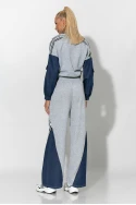 Σετ παντελόνι και jacket με jean λεπτομέρειες γκρι