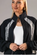 Σετ baggy παντελόνι και ζακέτα με λεπτομέρεια δαντέλα μπλε