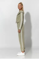 Σετ παντελόνι και jacket με ρίγες στο πλάι λαδί Σετ παντελόνι και jacket με ρίγες στο πλάι λαδί