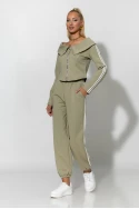 Σετ παντελόνι και jacket με ρίγες στο πλάι λαδί Σετ παντελόνι και jacket με ρίγες στο πλάι λαδί