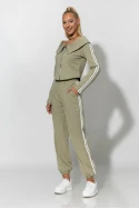 Σετ παντελόνι και jacket με ρίγες στο πλάι λαδί Σετ παντελόνι και jacket με ρίγες στο πλάι λαδί