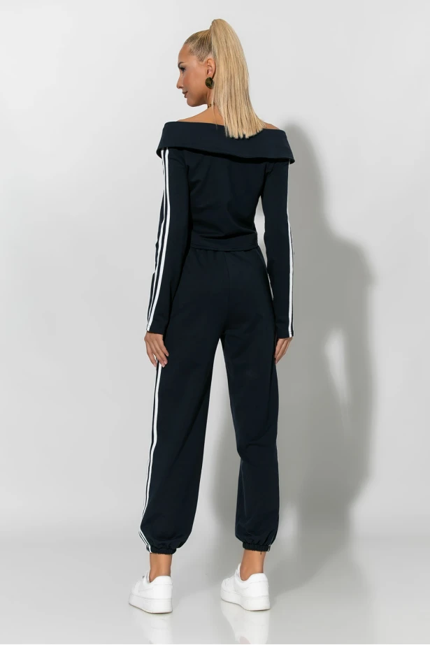 Σετ παντελόνι και jacket με ρίγες στο πλάι μπλε