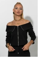 Σετ παντελόνι και jacket με ρίγες στο πλάι μαύρο
