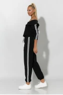 Σετ παντελόνι και jacket με ρίγες στο πλάι μαύρο