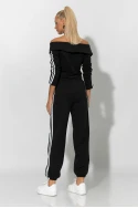 Σετ παντελόνι και jacket με ρίγες στο πλάι μαύρο