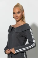 Σετ παντελόνι και jacket με ρίγες στο πλάι ανθρακί