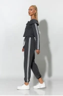 Σετ παντελόνι και jacket με ρίγες στο πλάι ανθρακί
