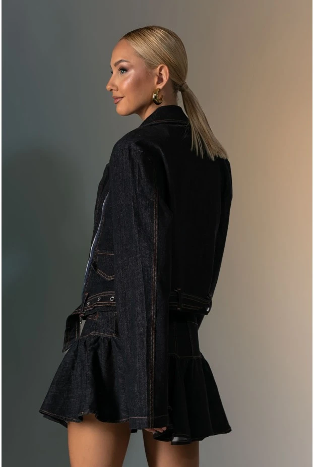 Σετ jean φούστα και jacket μπλε ντένιμ 