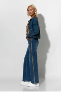 Σετ jean jacket και παντελόνι jean με ζώνη και λεπτομέρειες απο σουέντ μπλε 