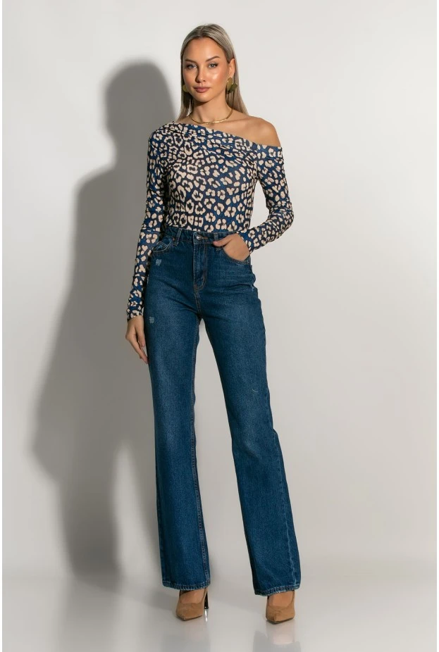 Jean straight leg μπλε