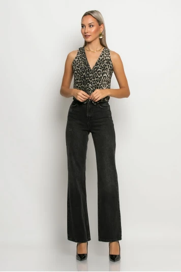 Jean straight leg μαύρο